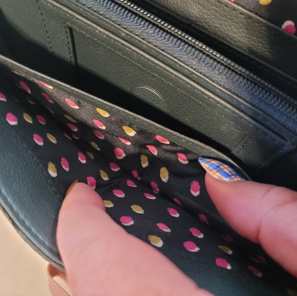 Vera Bradley Lily Floral Polka Dot Yellow Pink Multi Pocket Wallet - Picture 9 of 15